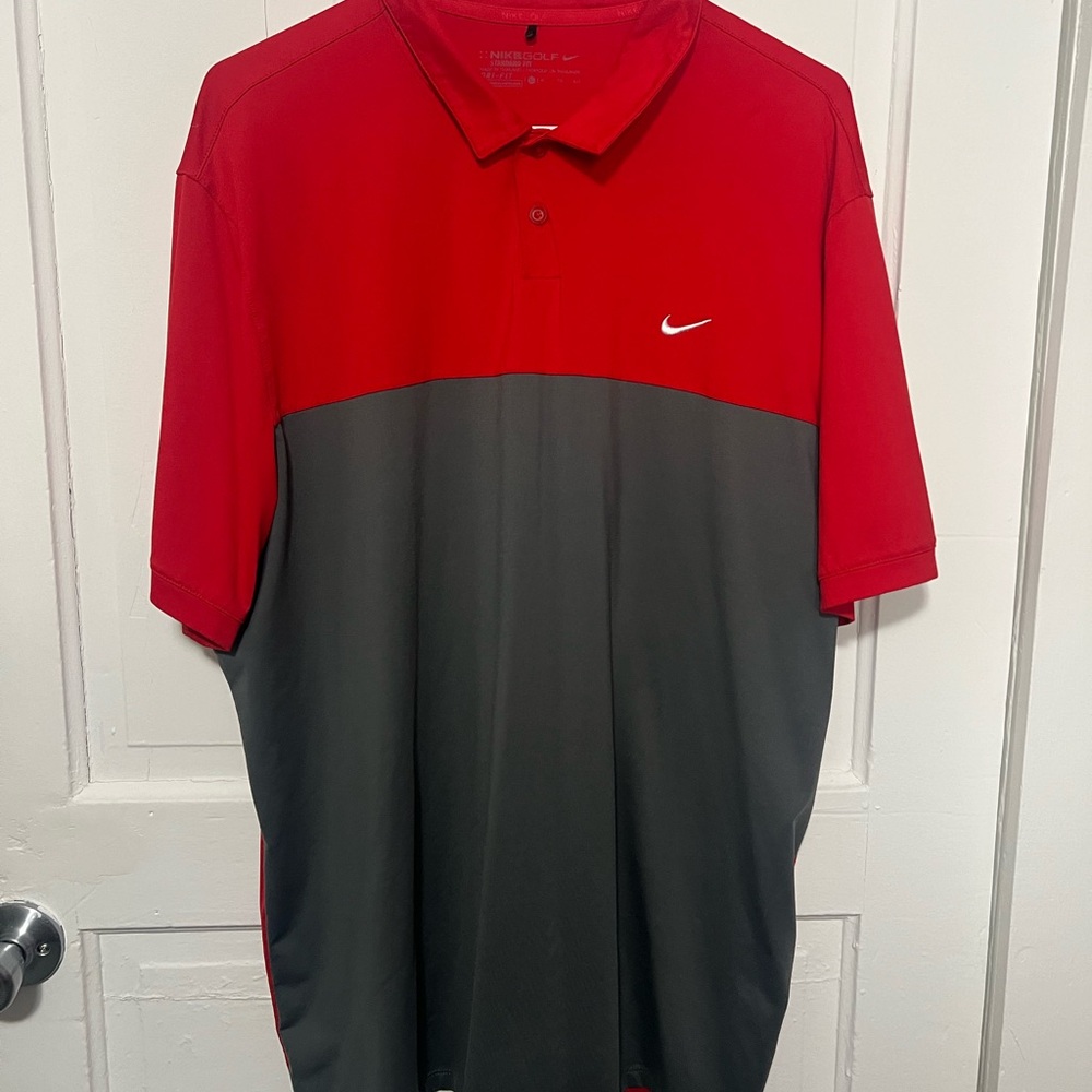 Nike Men's Polo Shirt in Red and Gray